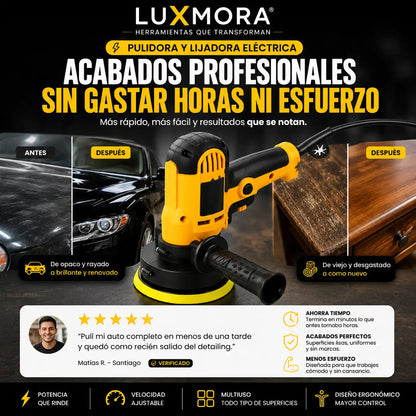 Pulidora y Lijadora Eléctrica LuxMora™ para madera, metal, autos y más.