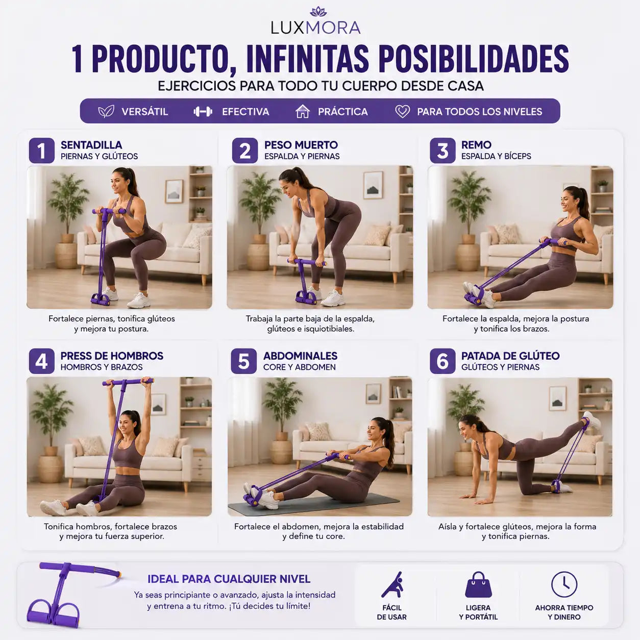 LuxMora™ Fitness Pro 2X1 La forma más práctica de entrenar desde casa sin complicaciones