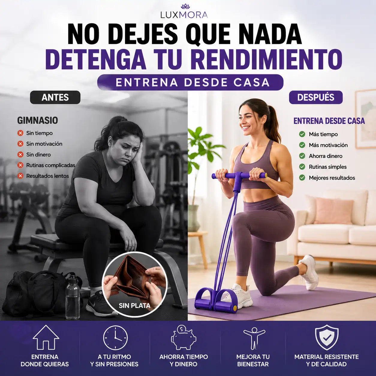 LuxMora™ Fitness Pro 2X1 La forma más práctica de entrenar desde casa sin complicaciones
