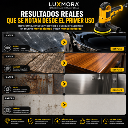 Pulidora y Lijadora Eléctrica LuxMora™ para madera, metal, autos y más.