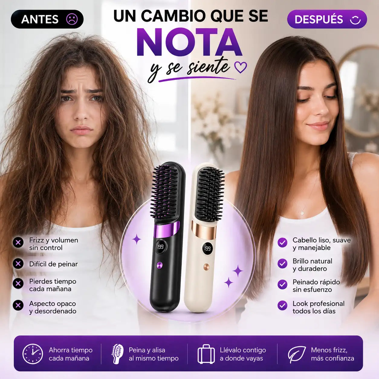 Luxmora Hair Styler™  ✨ Peine Alisador Inalámbrico