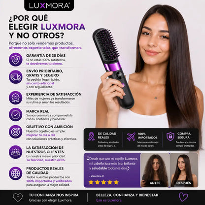 Luxmora Hair Styler™  ✨ Peine Alisador Inalámbrico