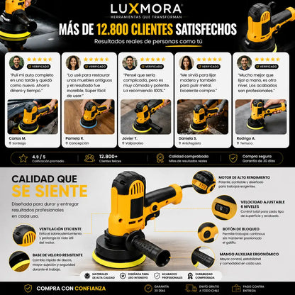 Pulidora y Lijadora Eléctrica LuxMora™ para madera, metal, autos y más.