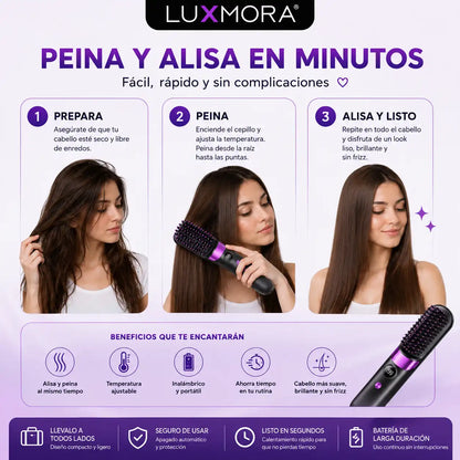 Luxmora Hair Styler™  ✨ Peine Alisador Inalámbrico